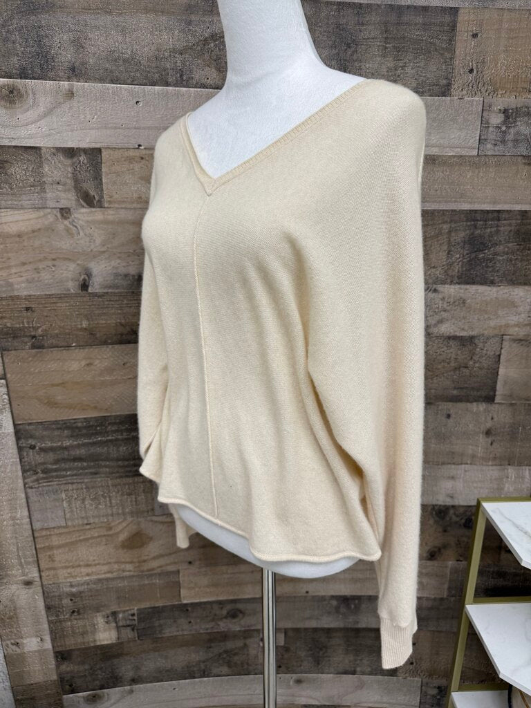 Anthro Pilcro Ivory Cashmere Key Hole Back Sweater