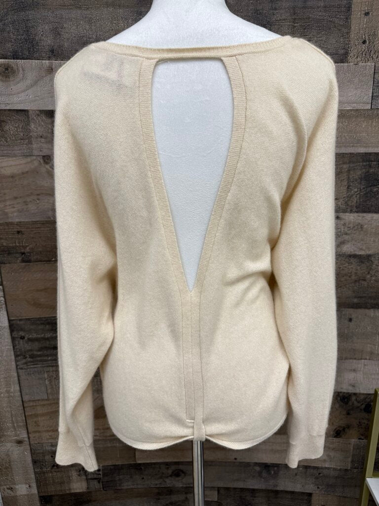 Anthro Pilcro Ivory Cashmere Key Hole Back Sweater