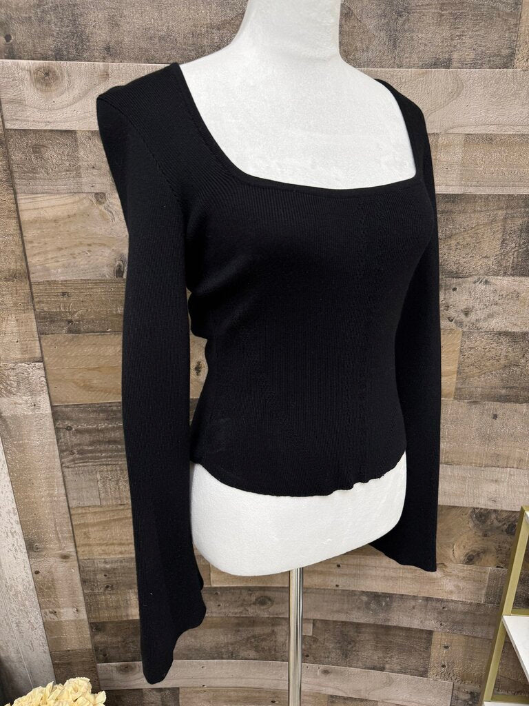 Anthro Maeve ribbed Scoop Neck Bell Sleeve Sweater
