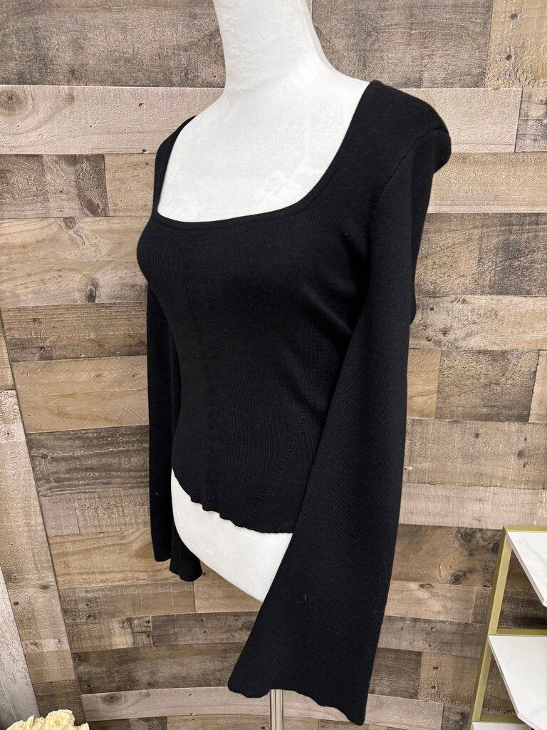 Anthro Maeve ribbed Scoop Neck Bell Sleeve Sweater