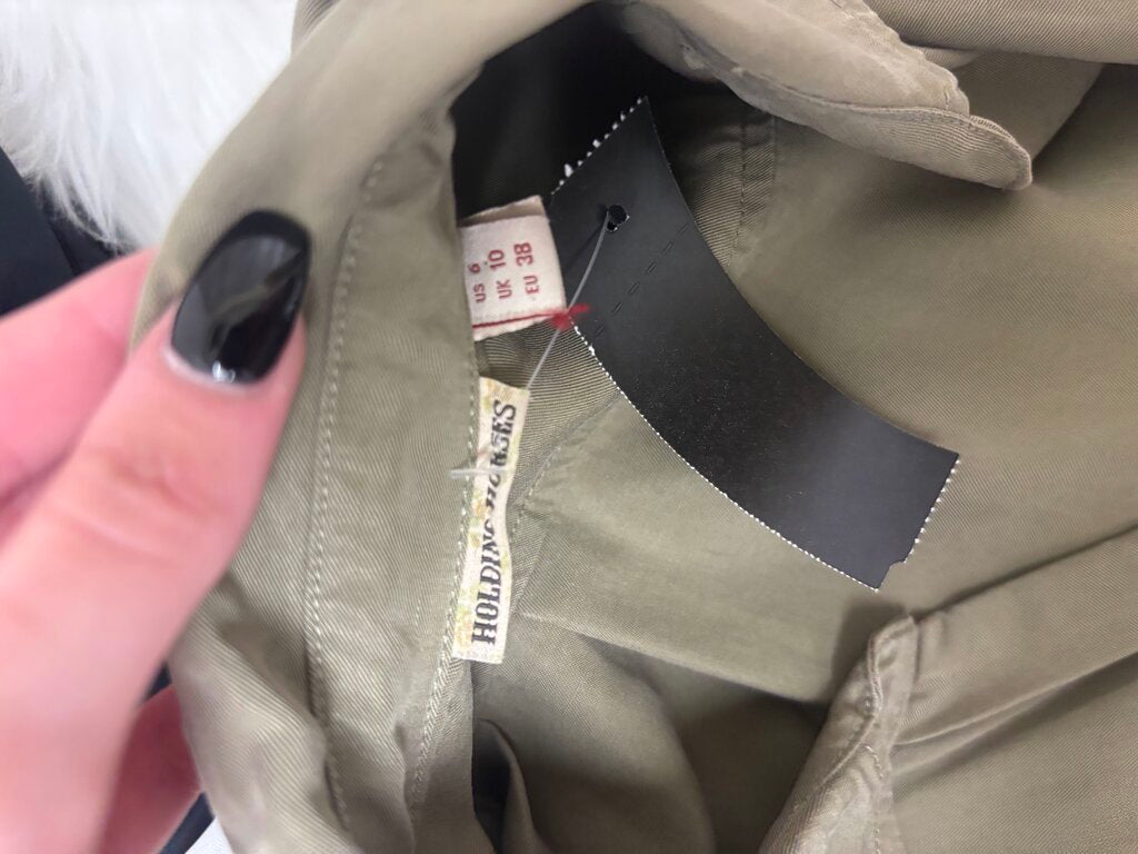 Holding Horses Army Green Faux Wrap Blouse