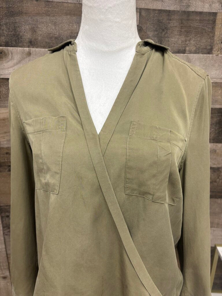 Holding Horses Army Green Faux Wrap Blouse