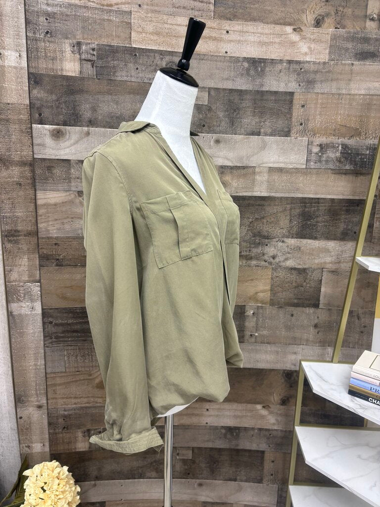 Holding Horses Army Green Faux Wrap Blouse