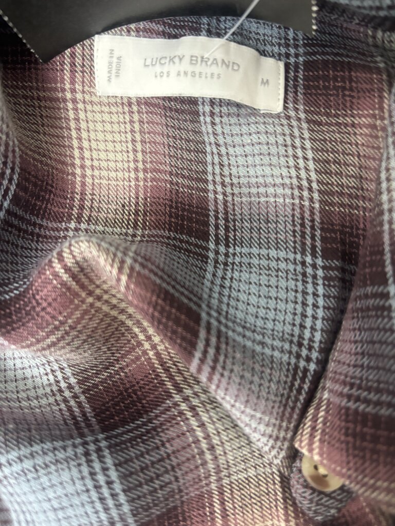 Lucky Brand Lt Blue & Burgundy Flannel Plaid Tunic