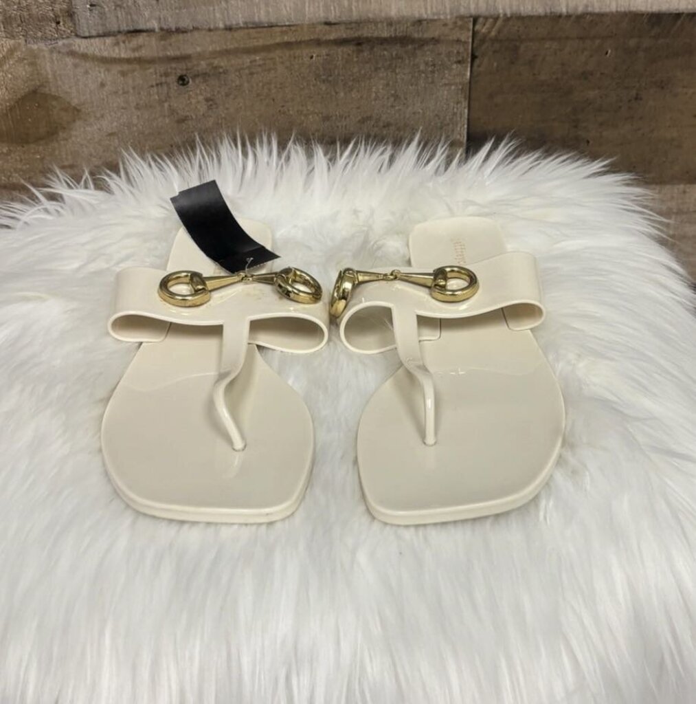 Jeffrey Campbell Ivory Sandal w/Gold Buckle
