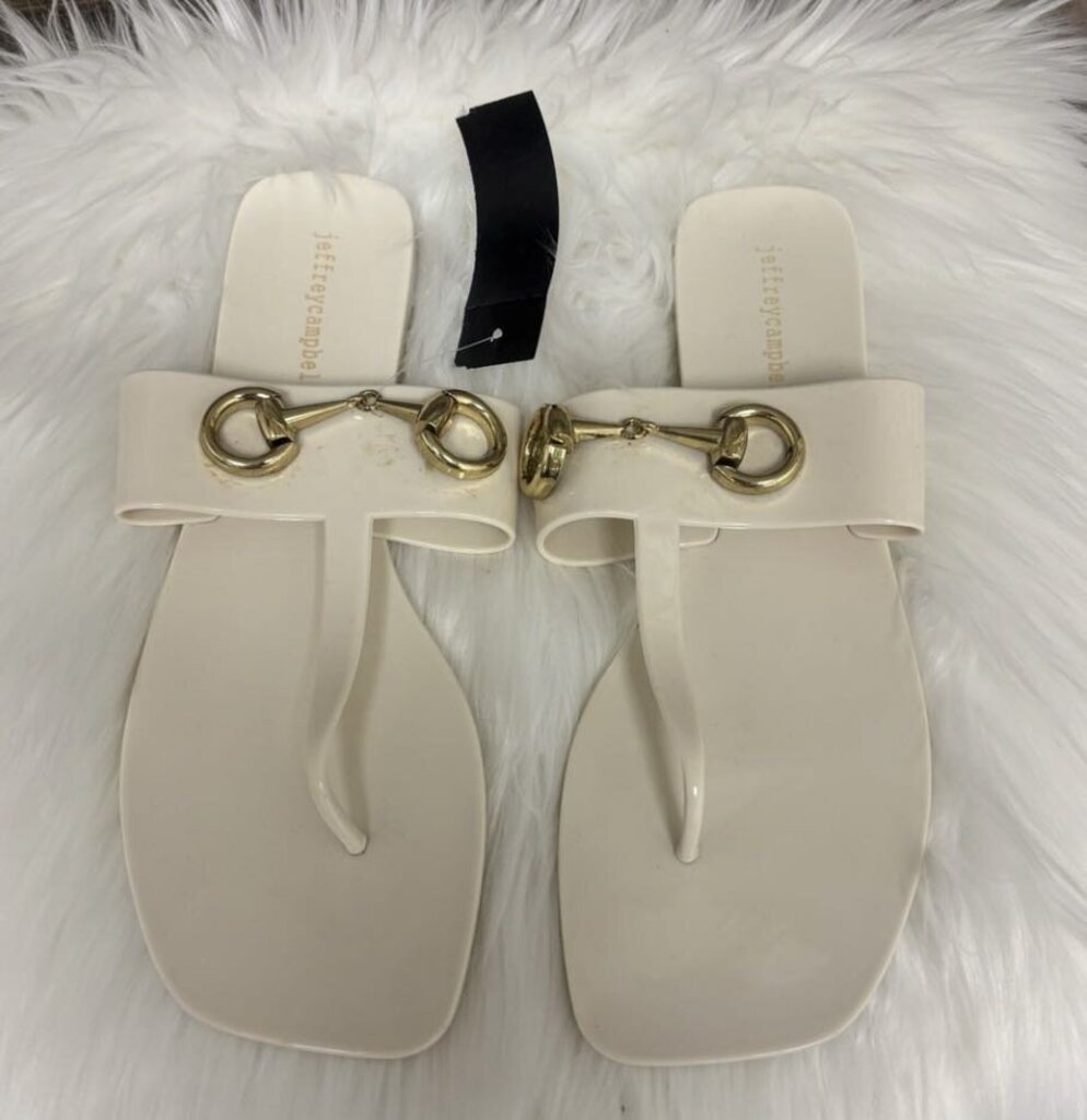 Jeffrey Campbell Ivory Sandal w/Gold Buckle