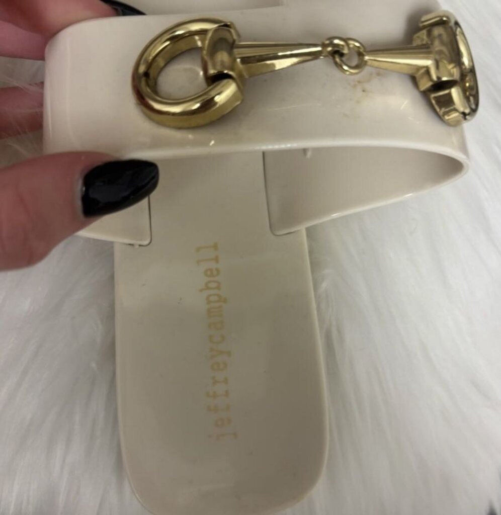 Jeffrey Campbell Ivory Sandal w/Gold Buckle