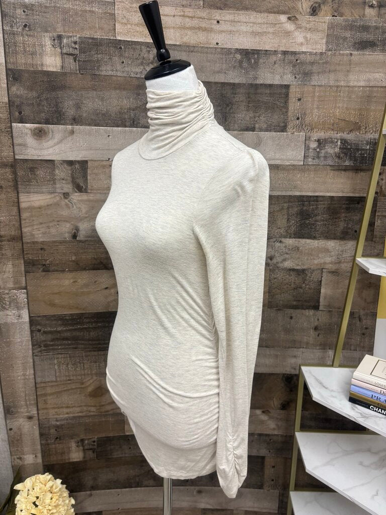 Design History Heathered Cream Ruched Turtleneck