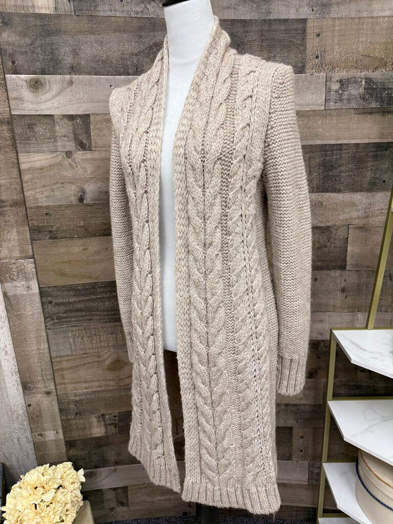 Elsamanda Tan Cable Knit Cardigan Duster