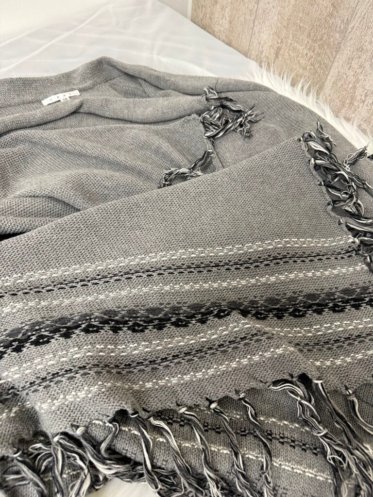 Cabi Gray Fringe Gray Poncho Type Cardigan