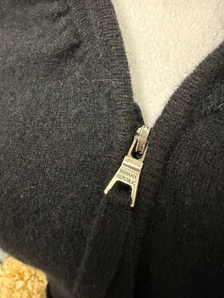 Banana Republic Black Cashmere Zip Cardigan Hoodie