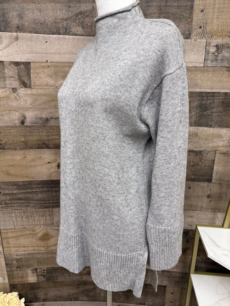 Anthro Moth Gray Mock Turtleneck Tunic Sweater