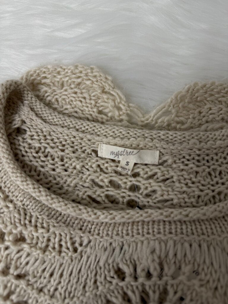 Mystree Cream Crochet Tunic Sweater