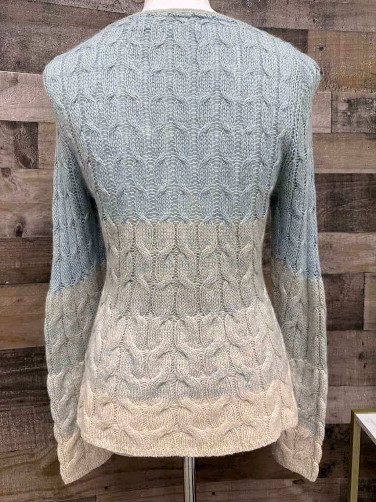 Anthro Sparrow Lt Blue/Cream Ombre Cable Knit