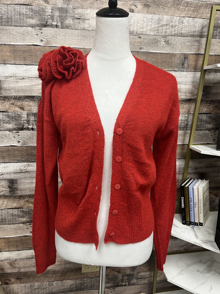 NWT Elie Tahari Red Cardigan w/Rosette