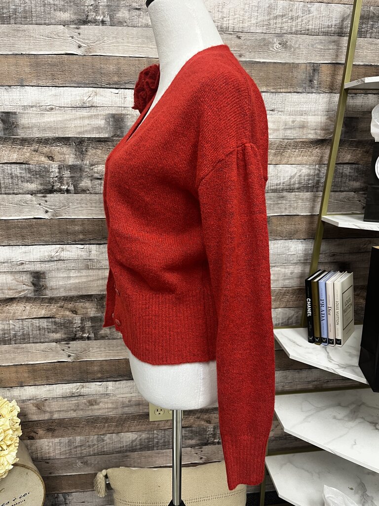 NWT Elie Tahari Red Cardigan w/Rosette