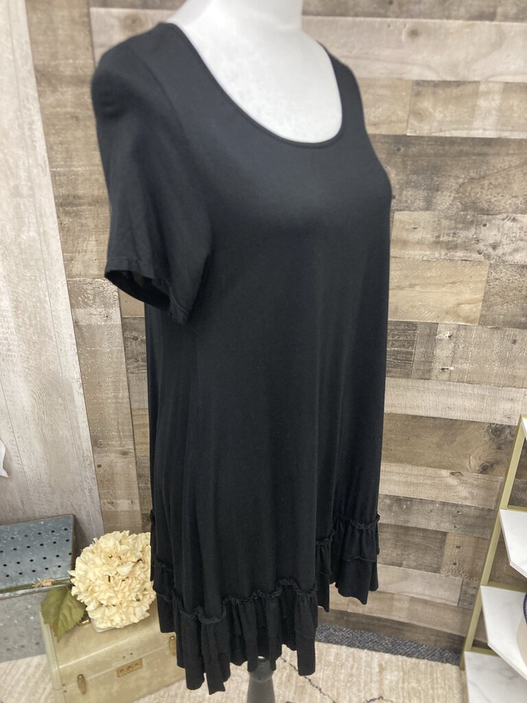 Easel Black Tunic Dress w/Ruffle Hem