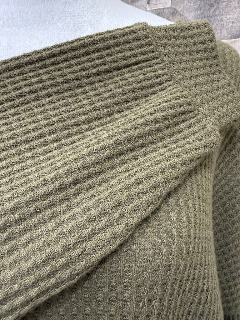 Cherish Olive Green Waffle Backless Sweater