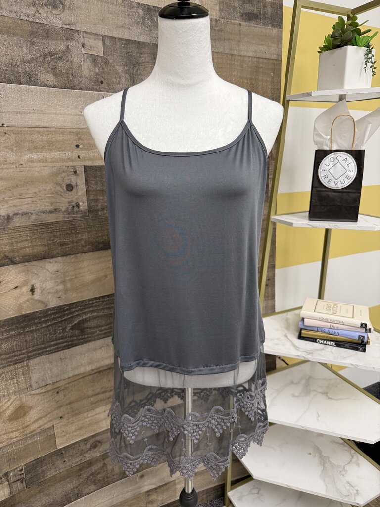 No Brand Gray Tank w/Lace Botton