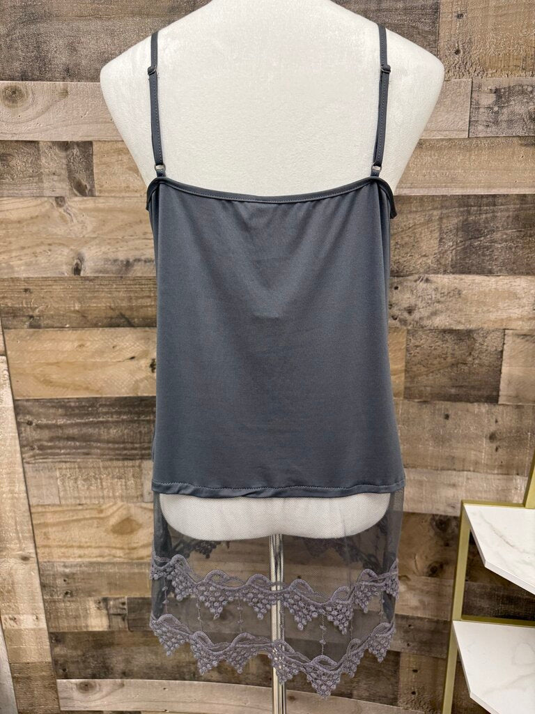 No Brand Gray Tank w/Lace Botton