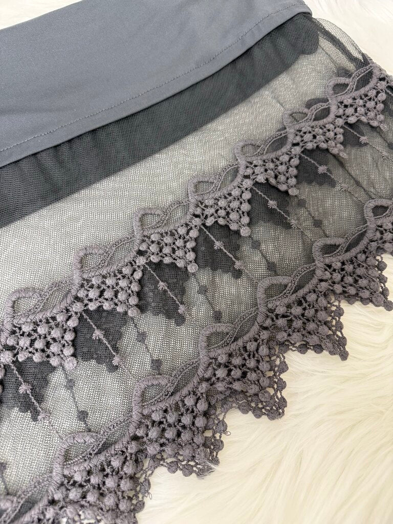 No Brand Gray Tank w/Lace Botton