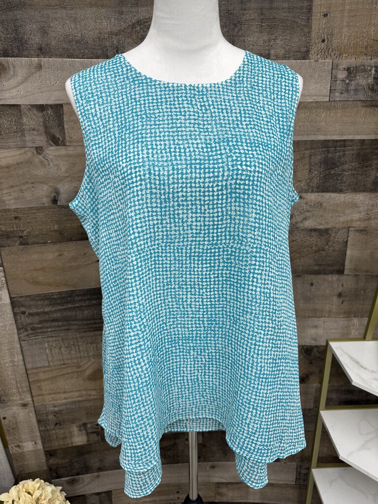 Fever Checkered Aqua & White Sleeveless Tunic