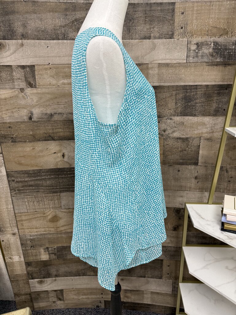 Fever Checkered Aqua & White Sleeveless Tunic