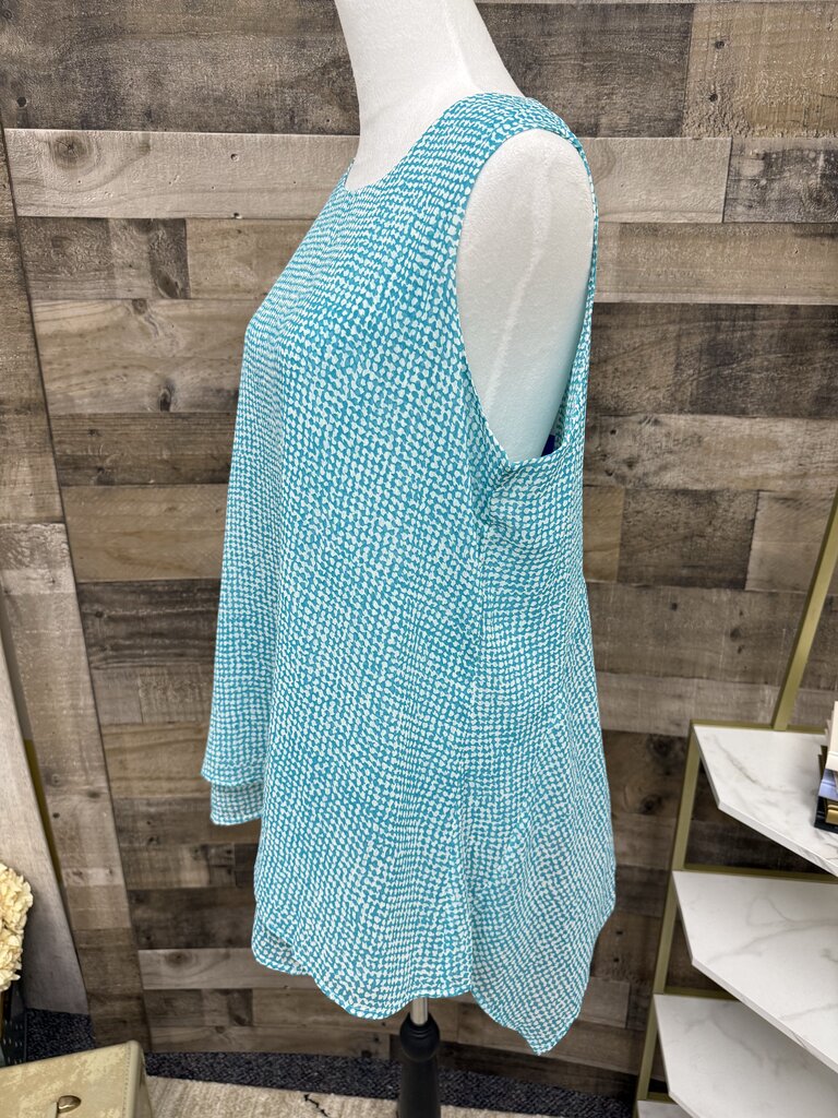 Fever Checkered Aqua & White Sleeveless Tunic