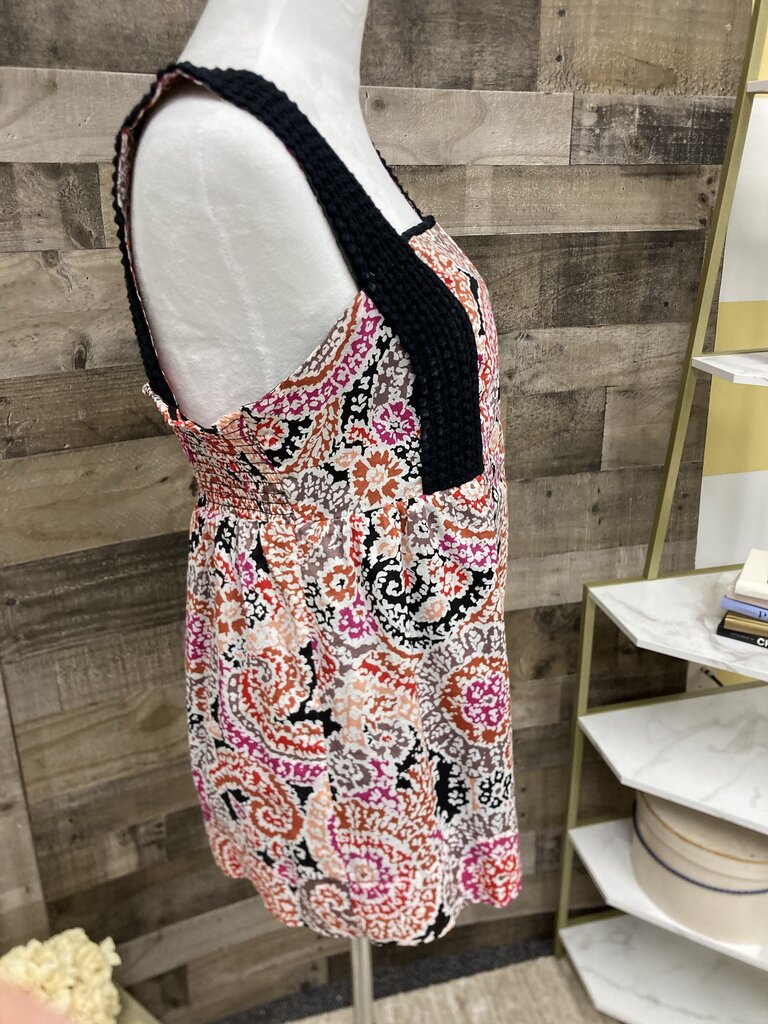 Elle Red & Black Paisley Pattern Sleeveless