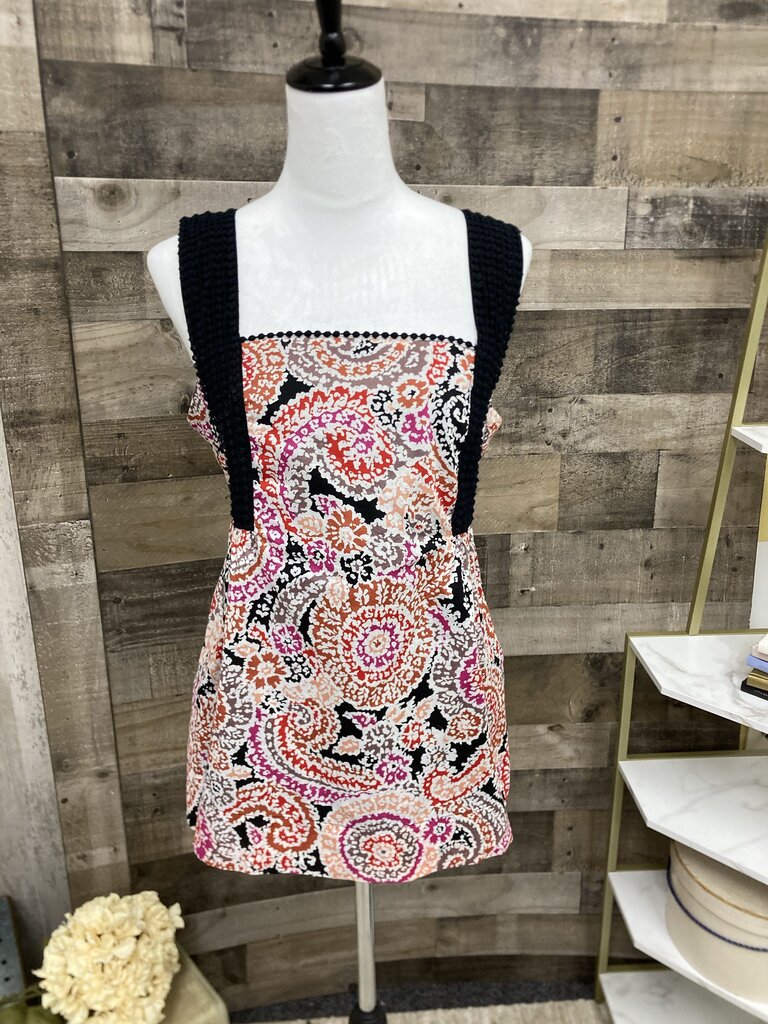 Elle Red & Black Paisley Pattern Sleeveless