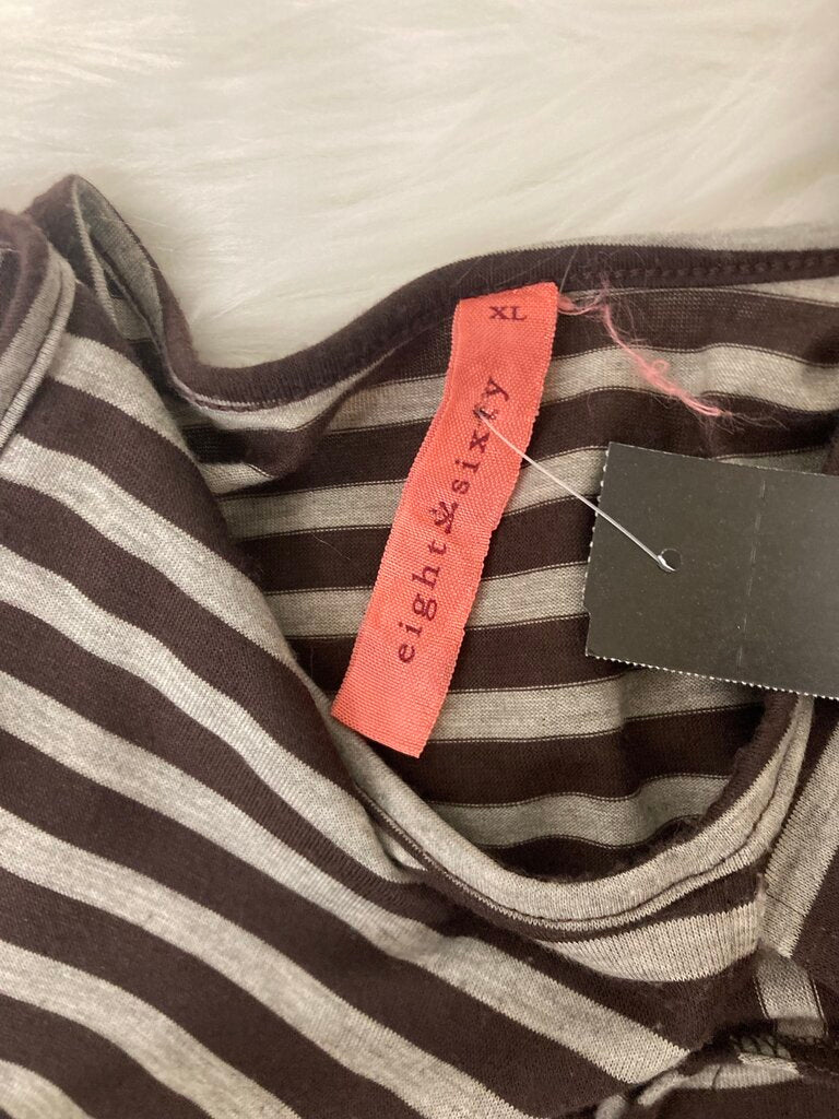 Eight Sixty Brown & Gray Stripe Faux Wrap Tank