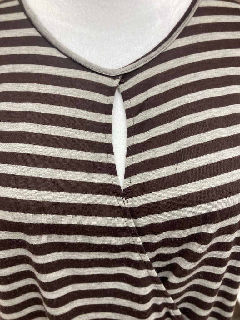 Eight Sixty Brown & Gray Stripe Faux Wrap Tank