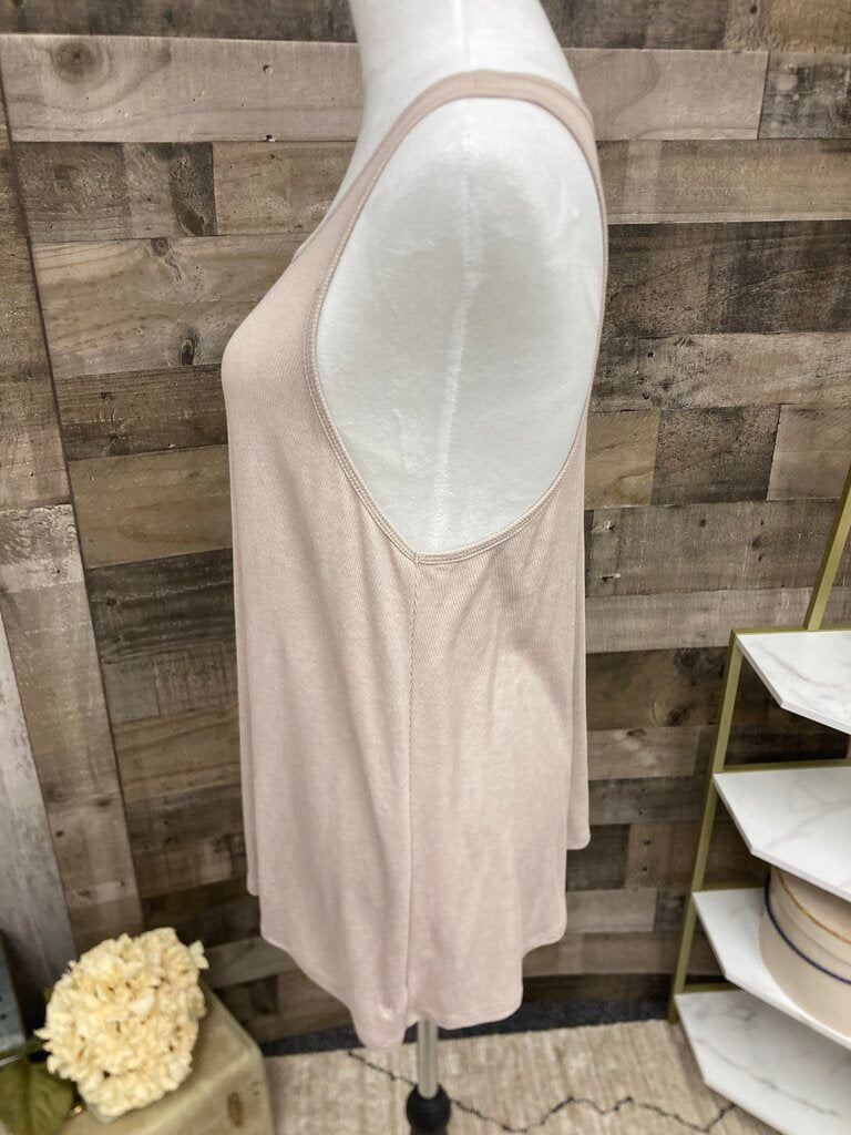 American Eagle Boyfriend Oat Color Ribbed Tank