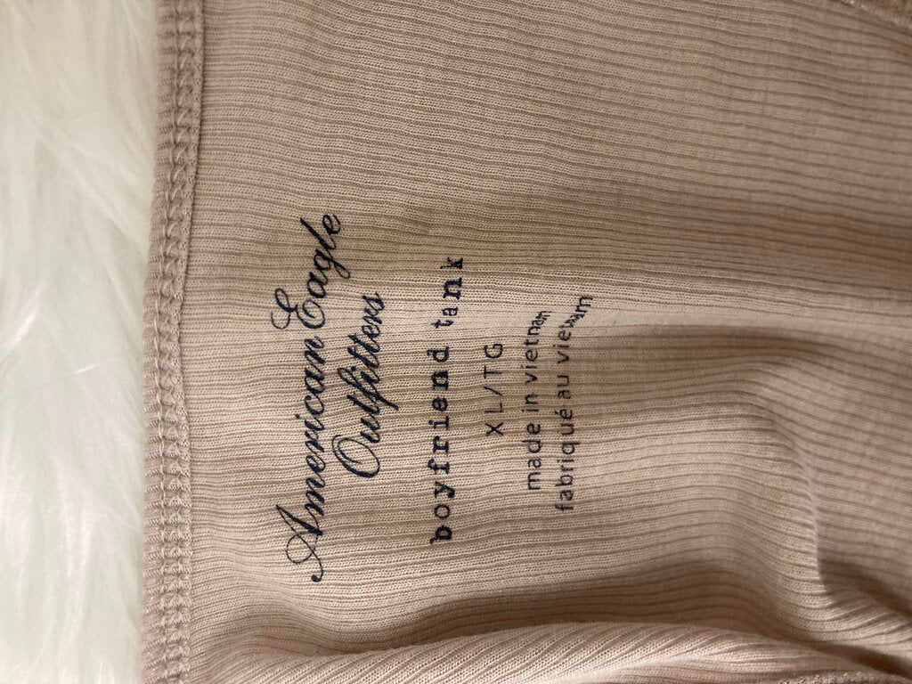American Eagle Boyfriend Oat Color Ribbed Tank