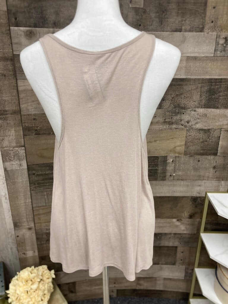 American Eagle Boyfriend Oat Color Ribbed Tank