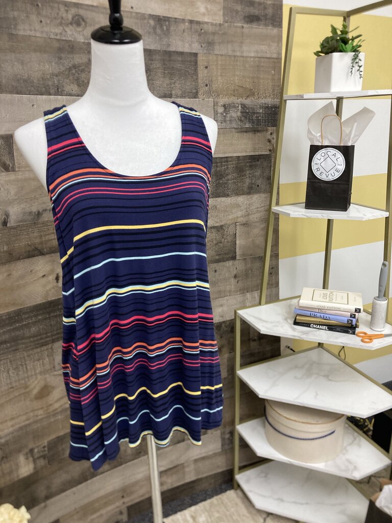 Maurices Navy Multi Color Stripe Tank