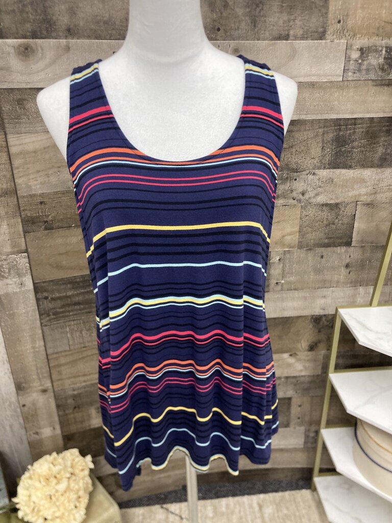 Maurices Navy Multi Color Stripe Tank