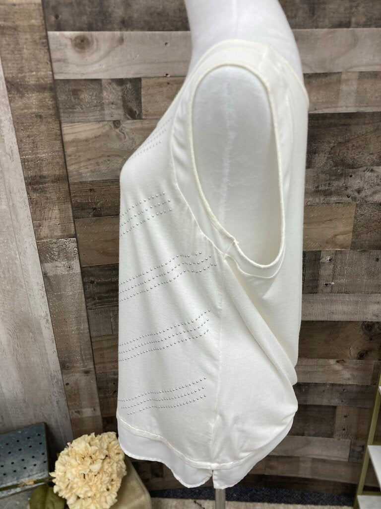 Apt. 9 Cream w/Silver Stud Chevron Pattern Tank