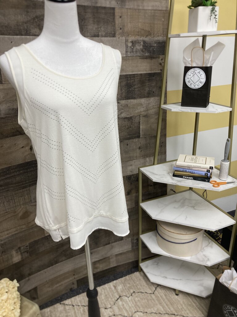 Apt. 9 Cream w/Silver Stud Chevron Pattern Tank