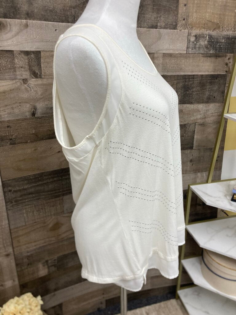 Apt. 9 Cream w/Silver Stud Chevron Pattern Tank