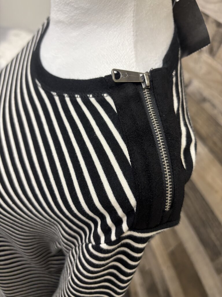 Ralph Lauren Black & White Stripe Shoulder Zip