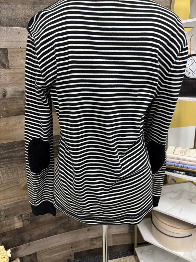 Ralph Lauren Black & White Stripe Shoulder Zip