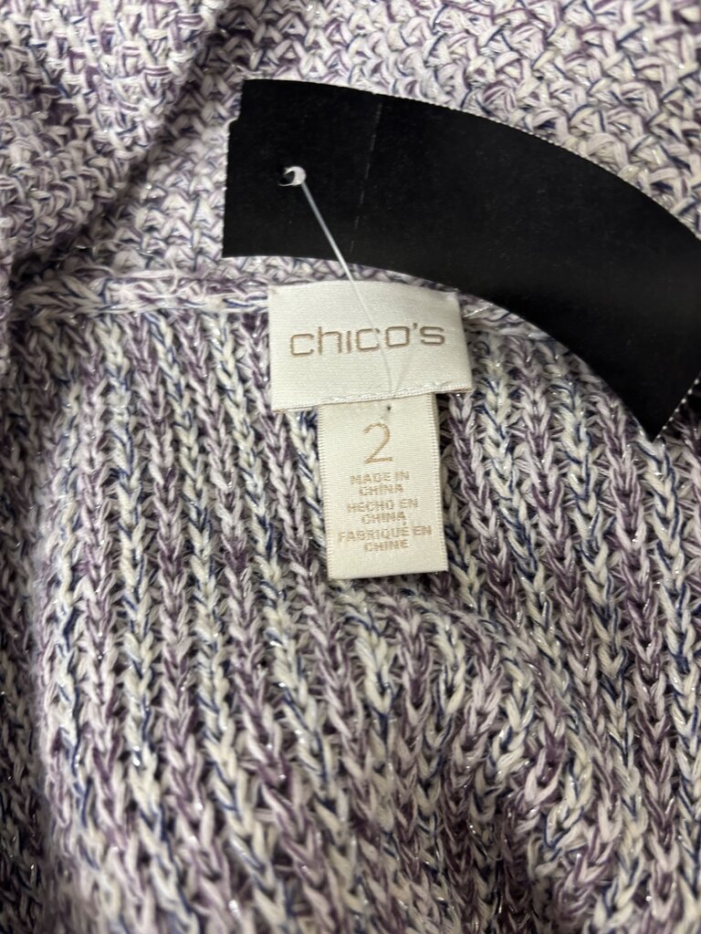 Chico's Lilac & Silver Freida Fringe Cardigan