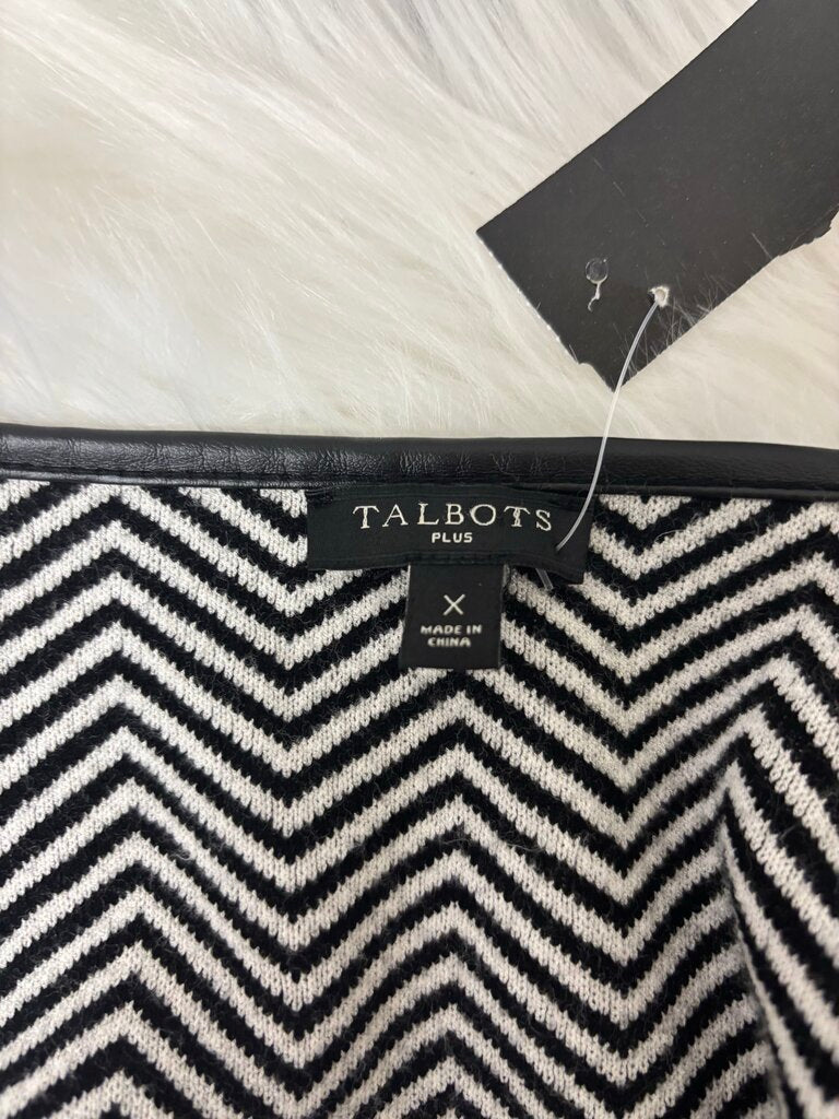 Talbot's Black & White Houndstooth Cardigan Duster