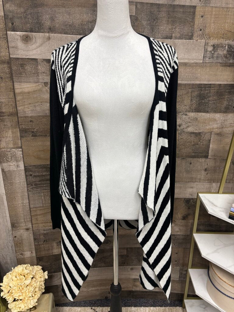 Material Girl Black & White Striped Cardigan