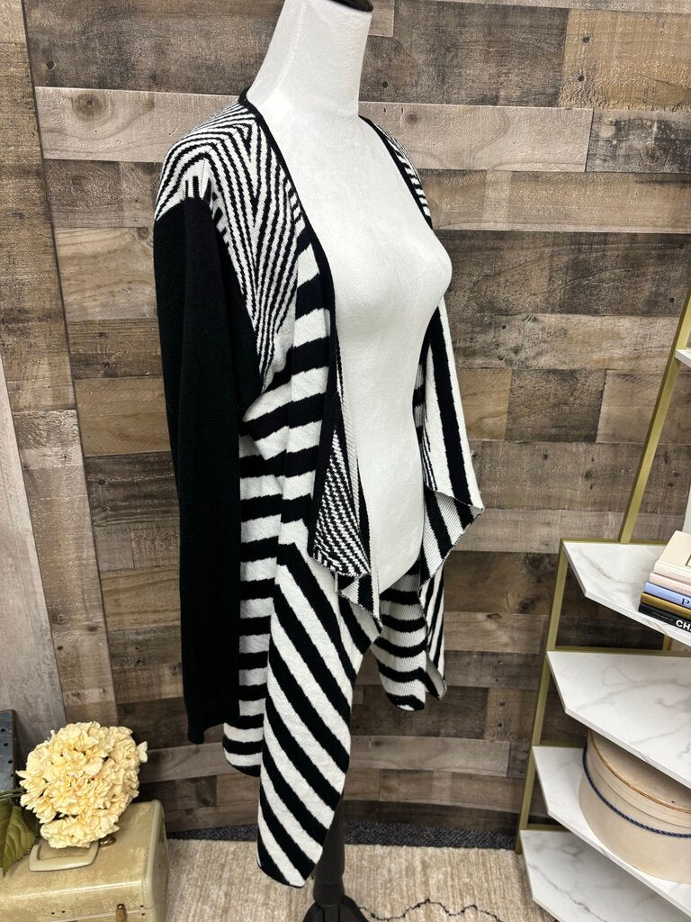 Material Girl Black & White Striped Cardigan
