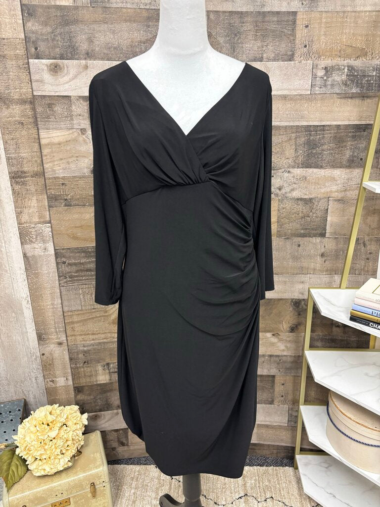 Chaps Black Knit V-Neck Ruched Side