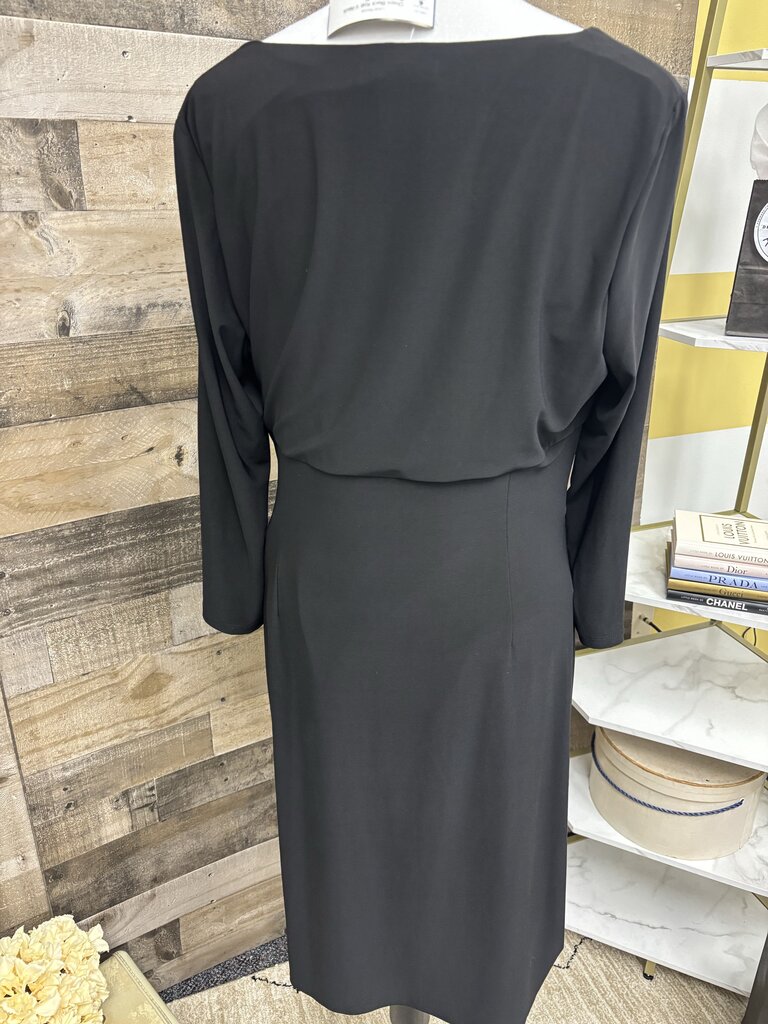 Chaps Black Knit V-Neck Ruched Side