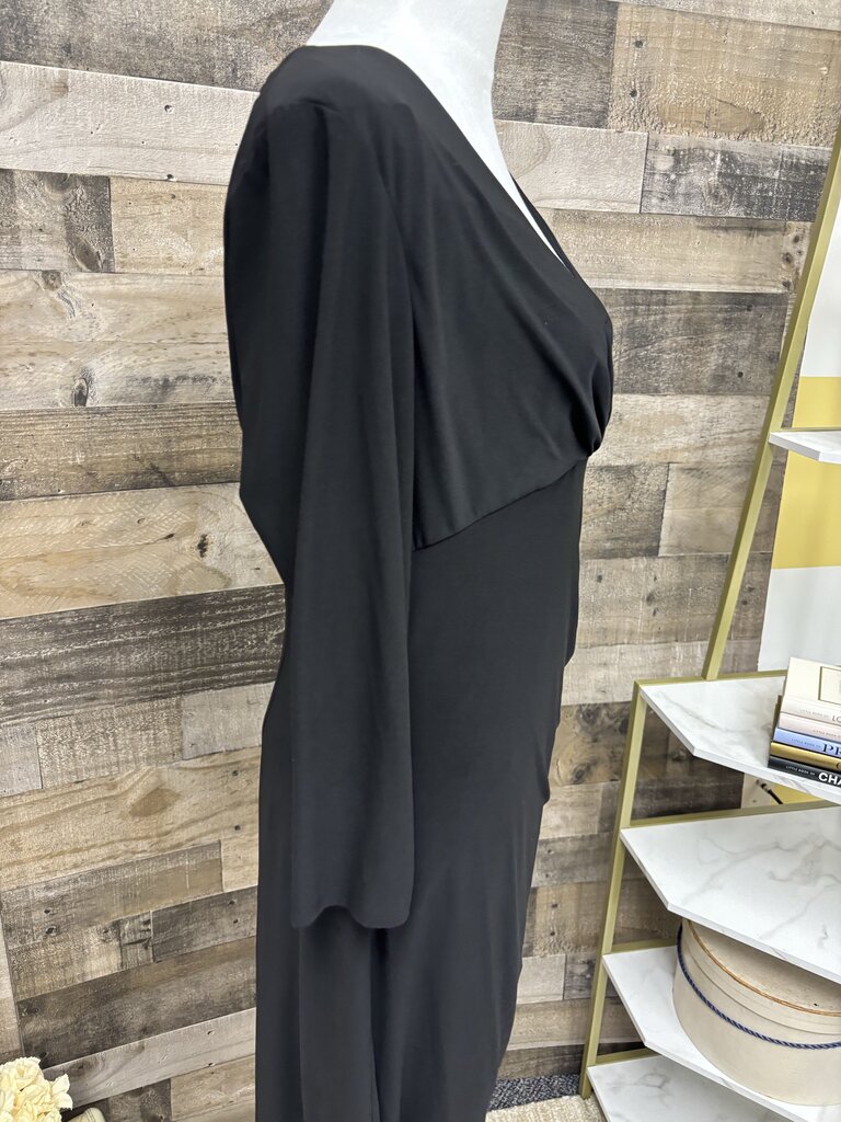 Chaps Black Knit V-Neck Ruched Side