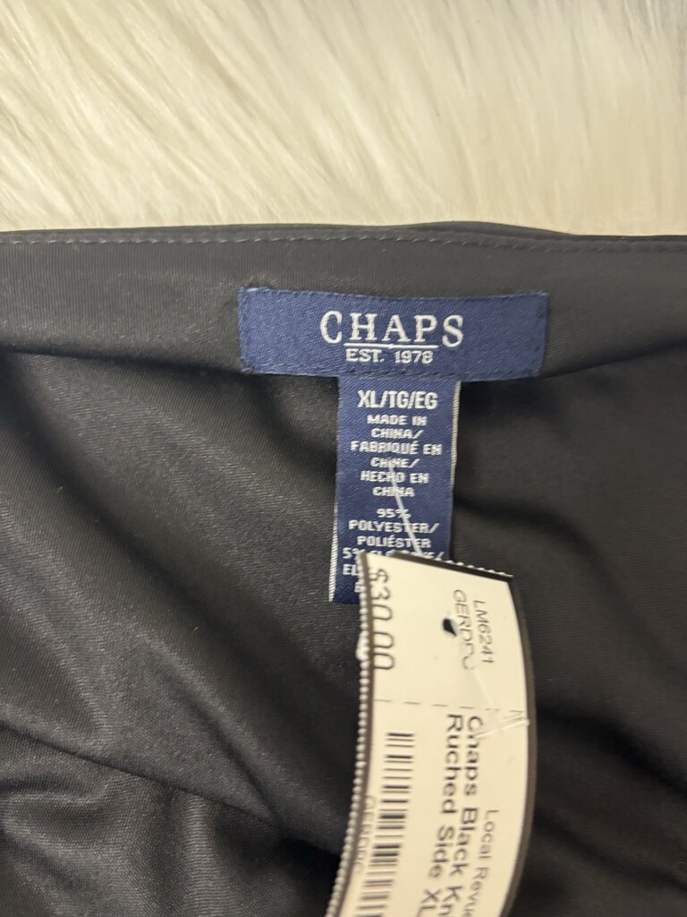 Chaps Black Knit V-Neck Ruched Side